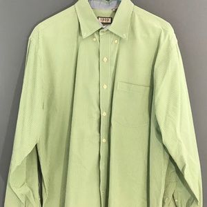 Izod Green Button Down Mens Dress Shirt Size L